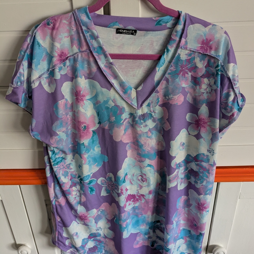 Women's Floral Purple Top